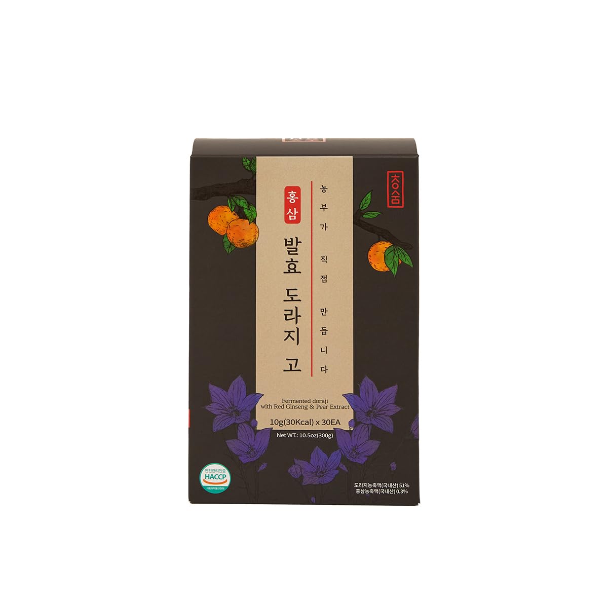 Cheongsum red ginseng concentrate packaging with bellflower and pear, convenient daily use.