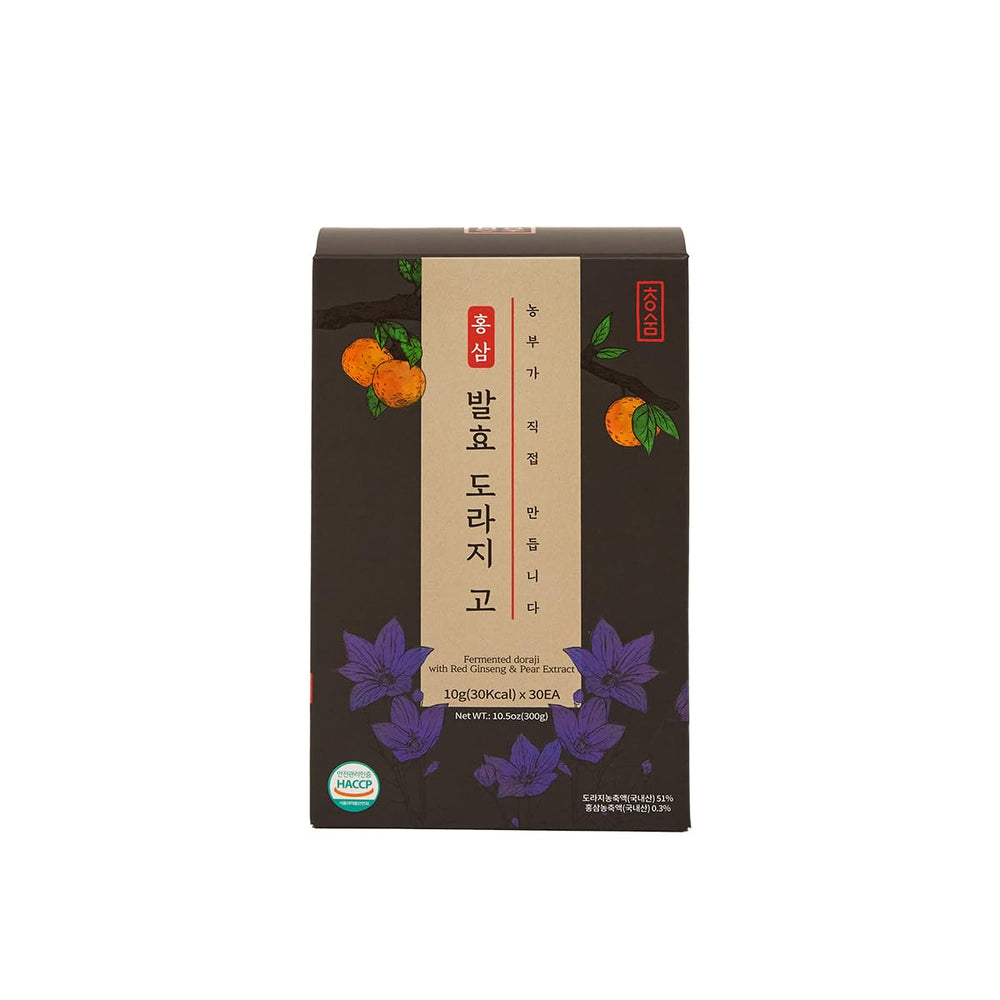 Cheongsum red ginseng concentrate packaging with bellflower and pear, convenient daily use.