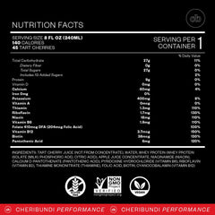 Cheribundi Protein Recovery Bottle highlights 9 g whey for muscle support.