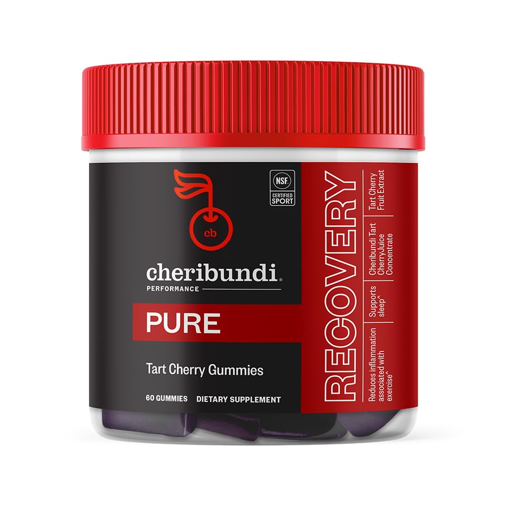 Cheribundi Tart Cherry Gummies Pure bottle ready for post-workout recovery.