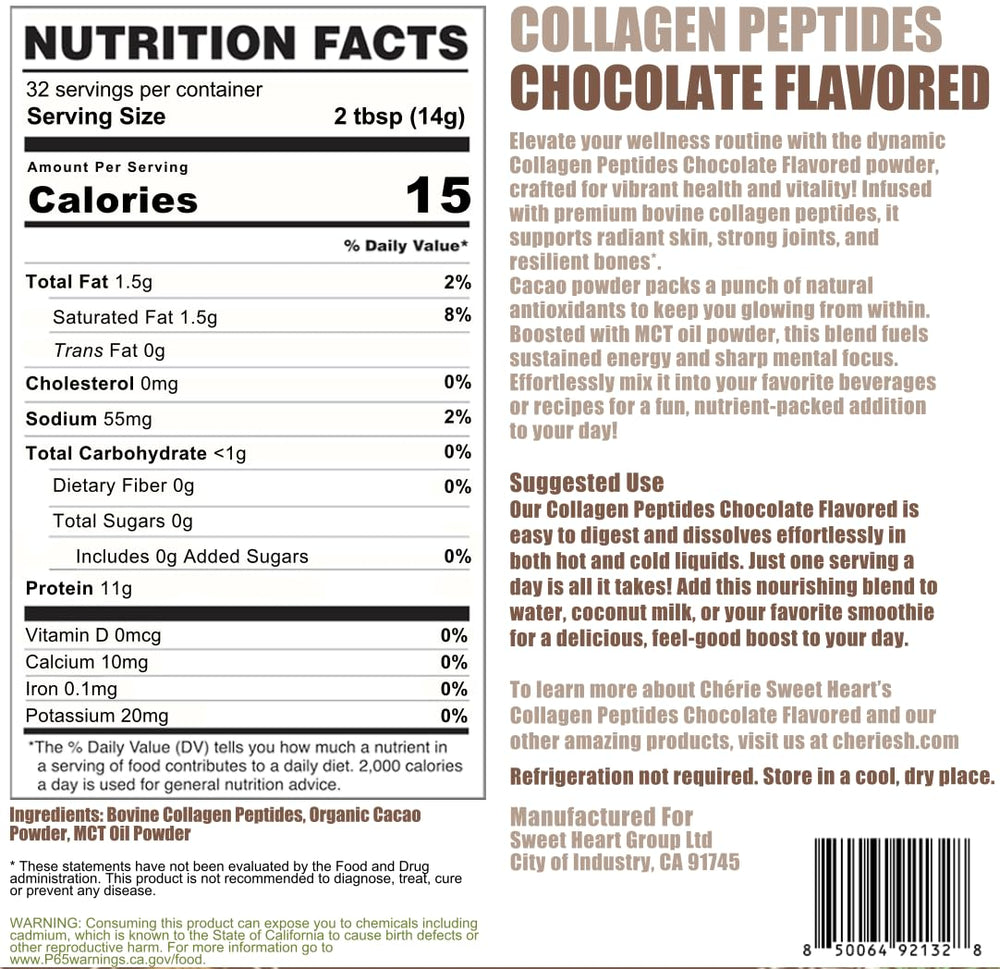 Cherie Sweet Heart collagen powder chocolate, ready to blend into coffee for sustained energy.