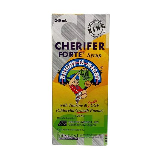 Cherifer Forte Syrup bottle with orange flavor supporting growth potential.