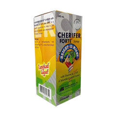 Child enjoying Cherifer Forte Syrup after school in orange flavor.