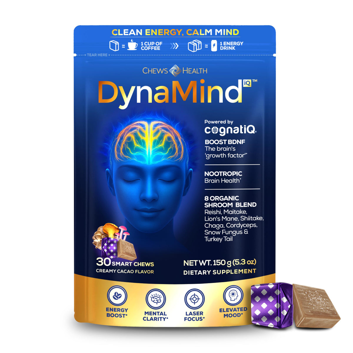 CHEWSHEALTH DynaMind iQ bottle on desk for daily focus