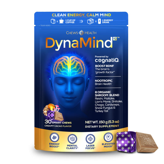 CHEWSHEALTH DynaMind iQ bottle on desk for daily focus
