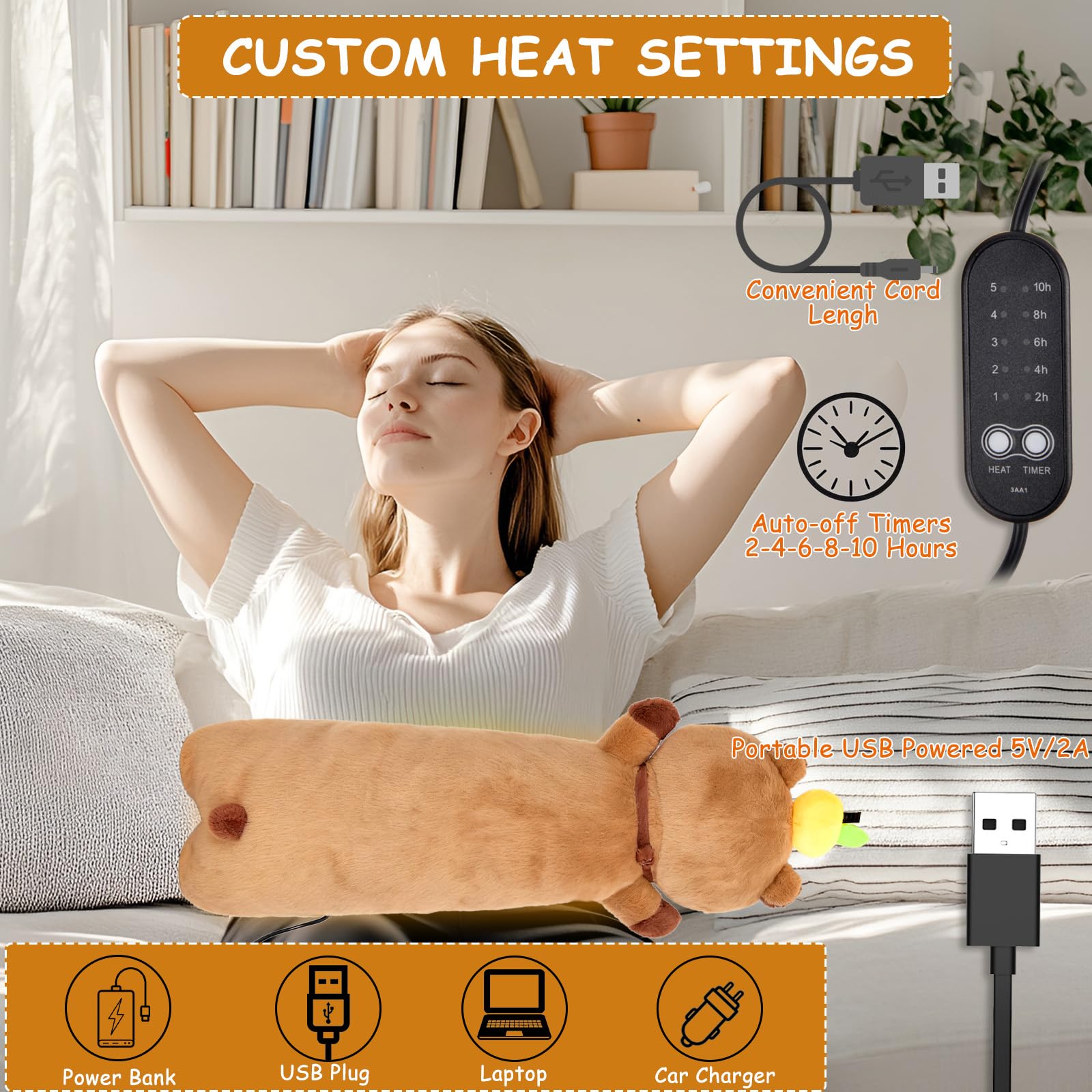 ChezMax capybara heating pad includes auto-off safety feature