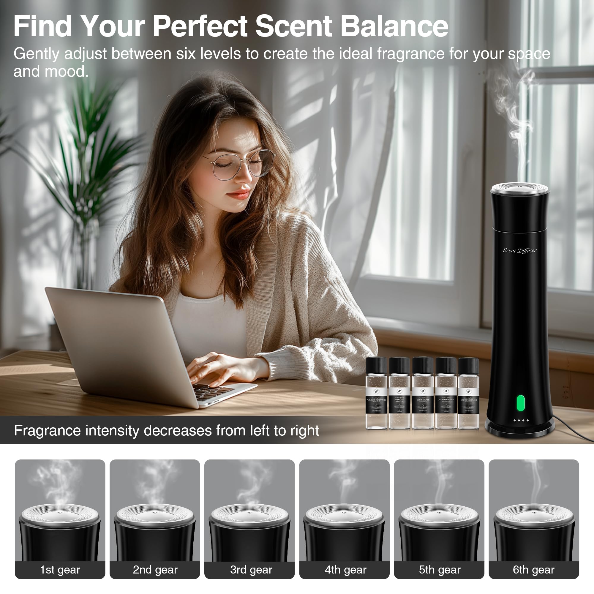 CHHZTEC hotel diffuser highlights six mist levels for tailored ambiance