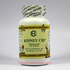 Chi's Enterprise Kidney Chi bottle with plant-based capsules for daily wellness support.
