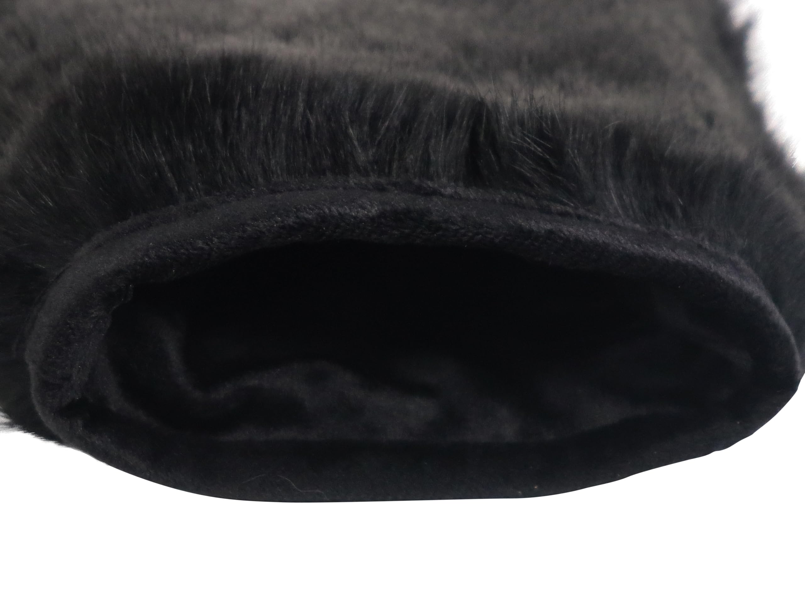 Chichester Inc rabbit fur massage mitt (black) side view for full coverage and comfort