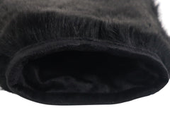 Chichester Inc rabbit fur massage mitt (black) side view for full coverage and comfort