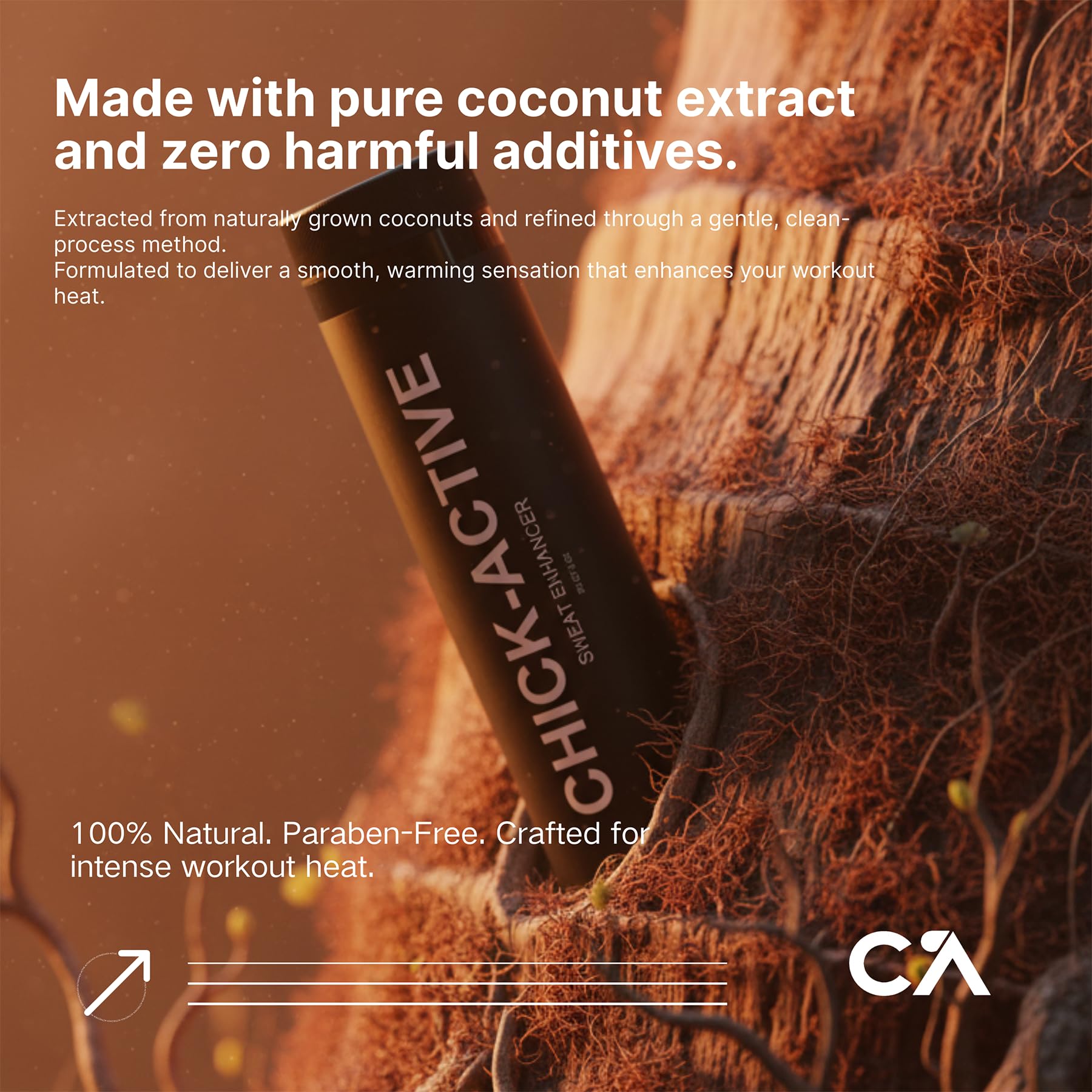 Chick-Active Natural Coconut Extract formula hydrates skin while enhancing sweat.