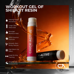Chick-Active Thermo-Boost Gel absorbs quickly for a mess-free workout.
