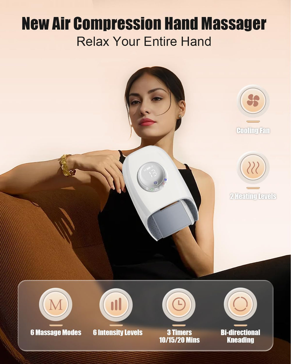 Chicsong hand massager cooling mode refreshing the hands after work.