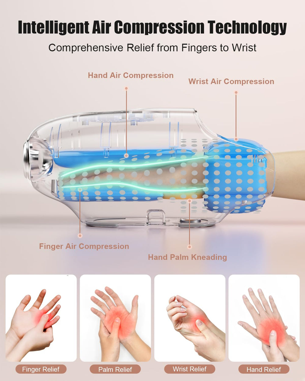 Chicsong hand massager six modes adaptable to personal relaxation preferences.