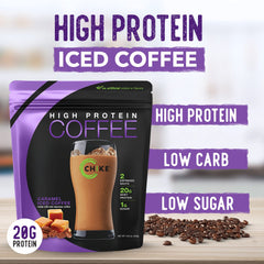 Chike Caramel High Protein Coffee two-espresso shots for energy