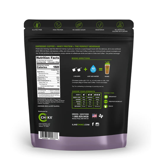 CHIKE Sweet Cream High Protein Iced Coffee can with espresso shots for quick energy.