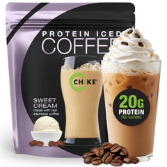 CHIKE Sweet Cream High Protein Iced Coffee pours for a protein-powered morning.