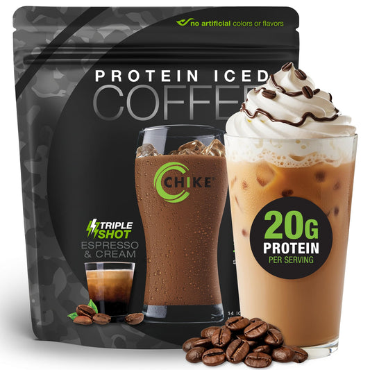 CHIKE Triple Shot Espresso & Cream bottle ready to energize your morning.