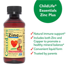 ChildLife Essentials dosing spoon showing precise measurement for Zinc Plus.