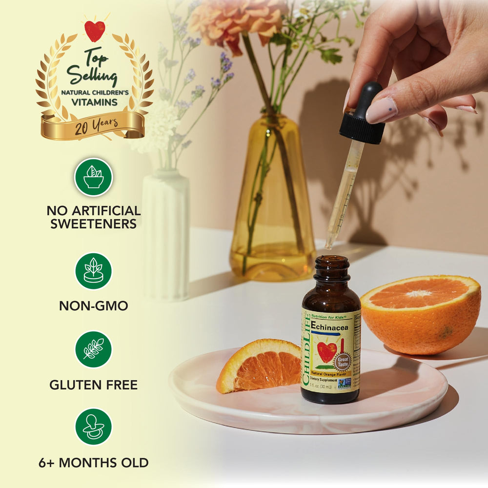 CHILDLIFE ESSENTIALS Echinacea for kids provides two absorbable echinacea forms