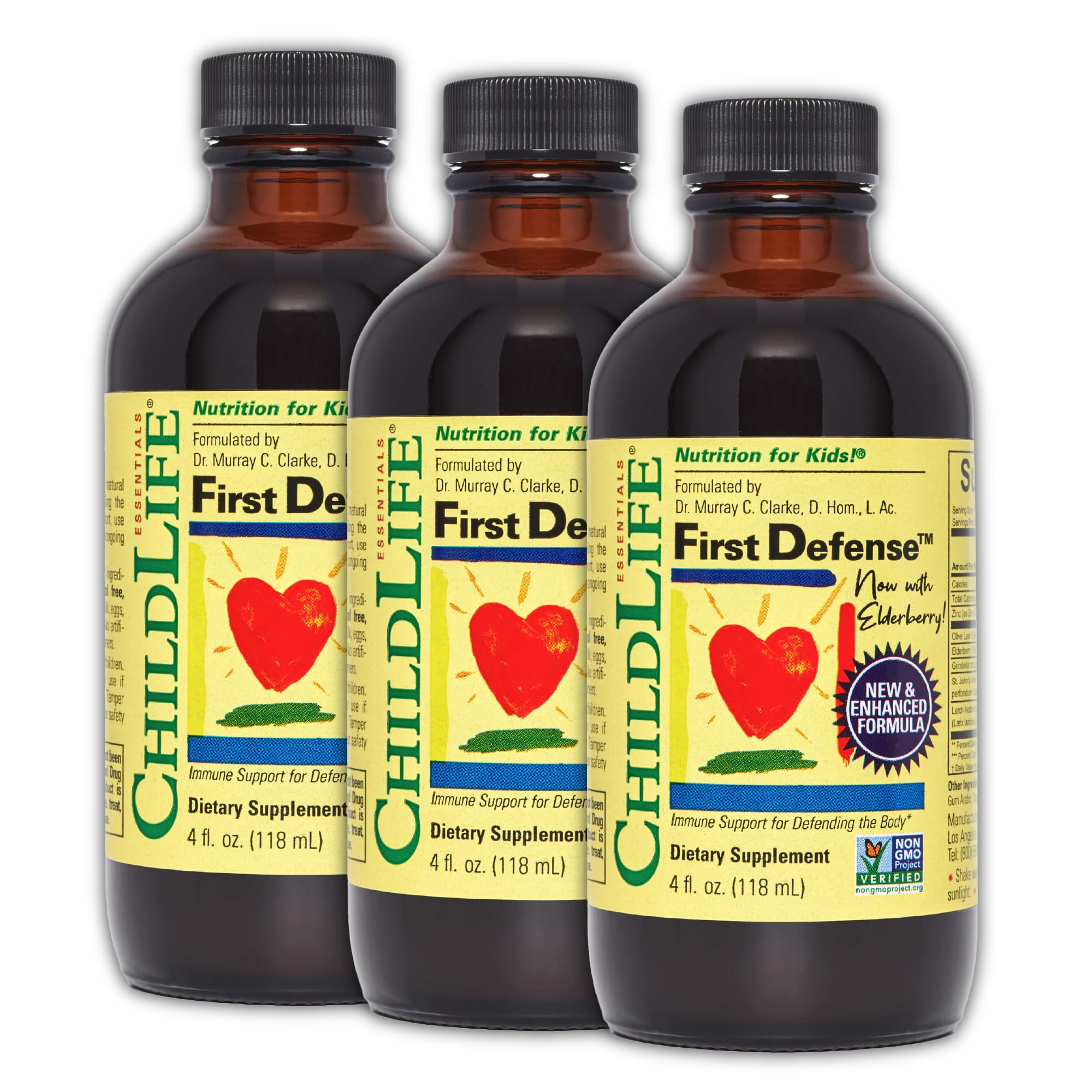 CHILDLIFE ESSENTIALS First Defense bottle front supports kids’ immune health.