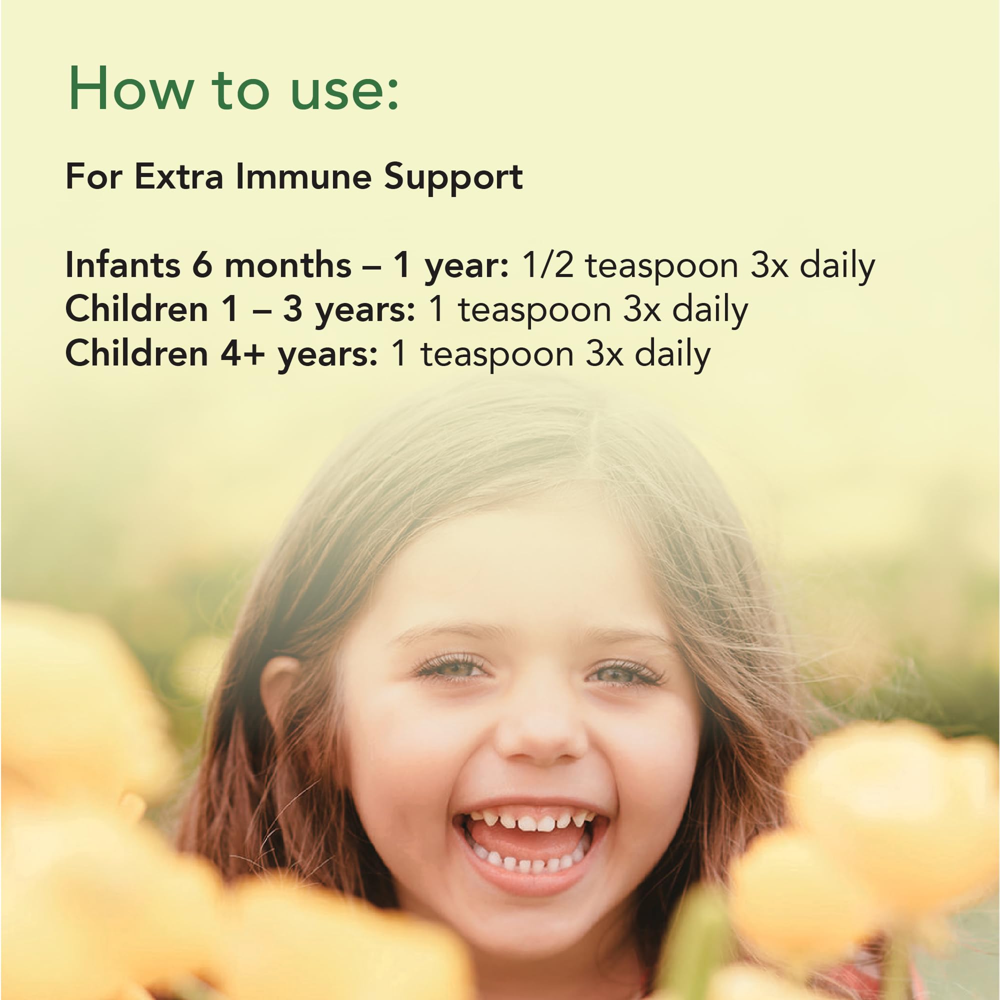 Gluten-free and non-GMO First Defense formula for growing children.