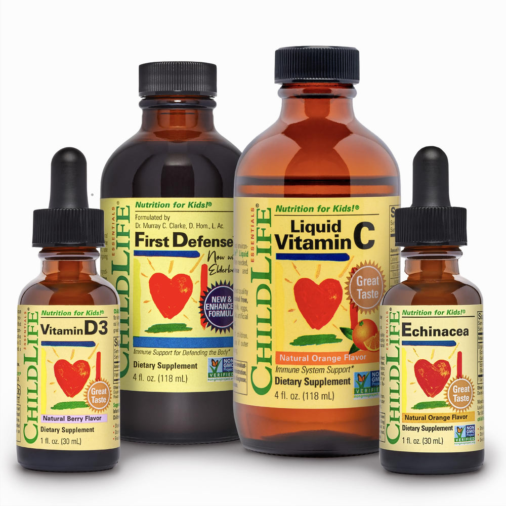 CHILDLIFE ESSENTIALS immune support bundle box showing a complete kid-friendly immune boosters set for daily resilience