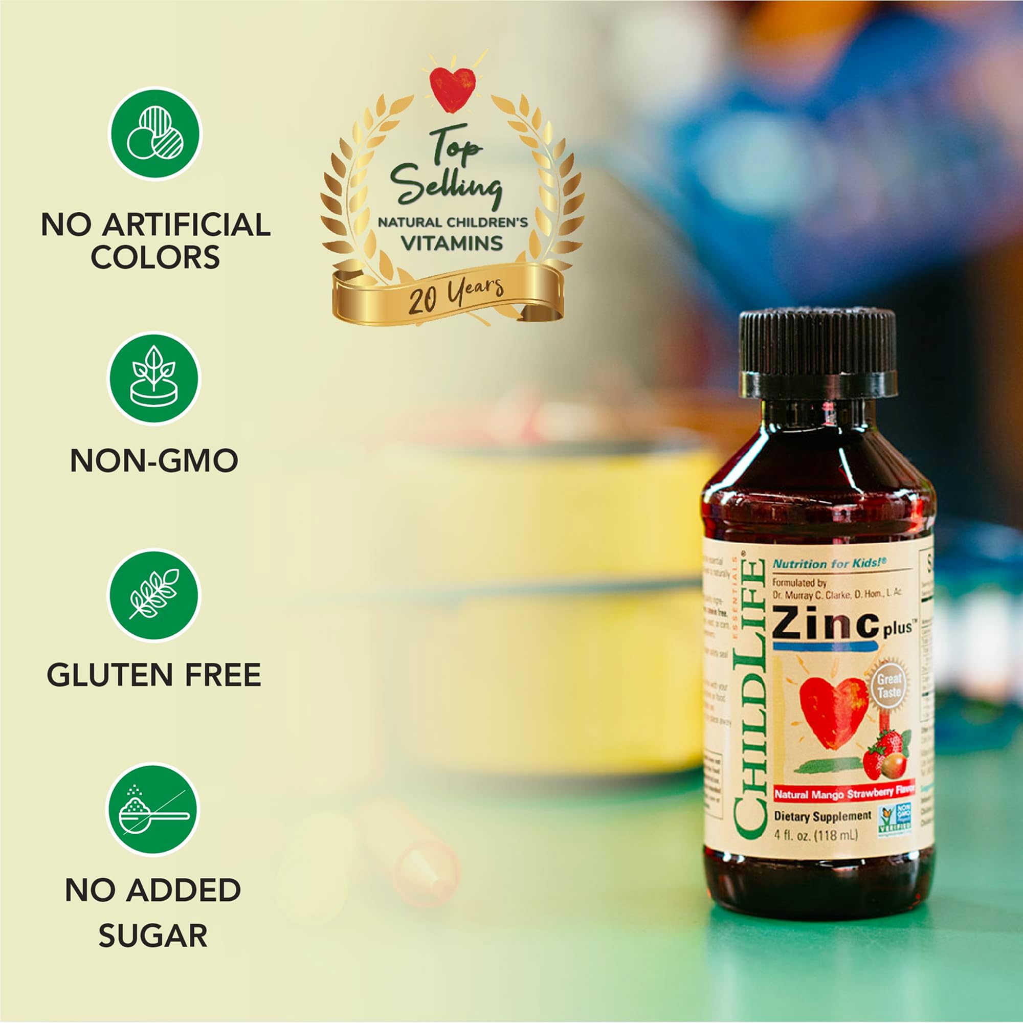 ChildLife Essentials Liquid Zinc Plus drops administered to a child.