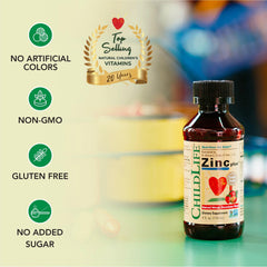 ChildLife Essentials Liquid Zinc Plus drops administered to a child.
