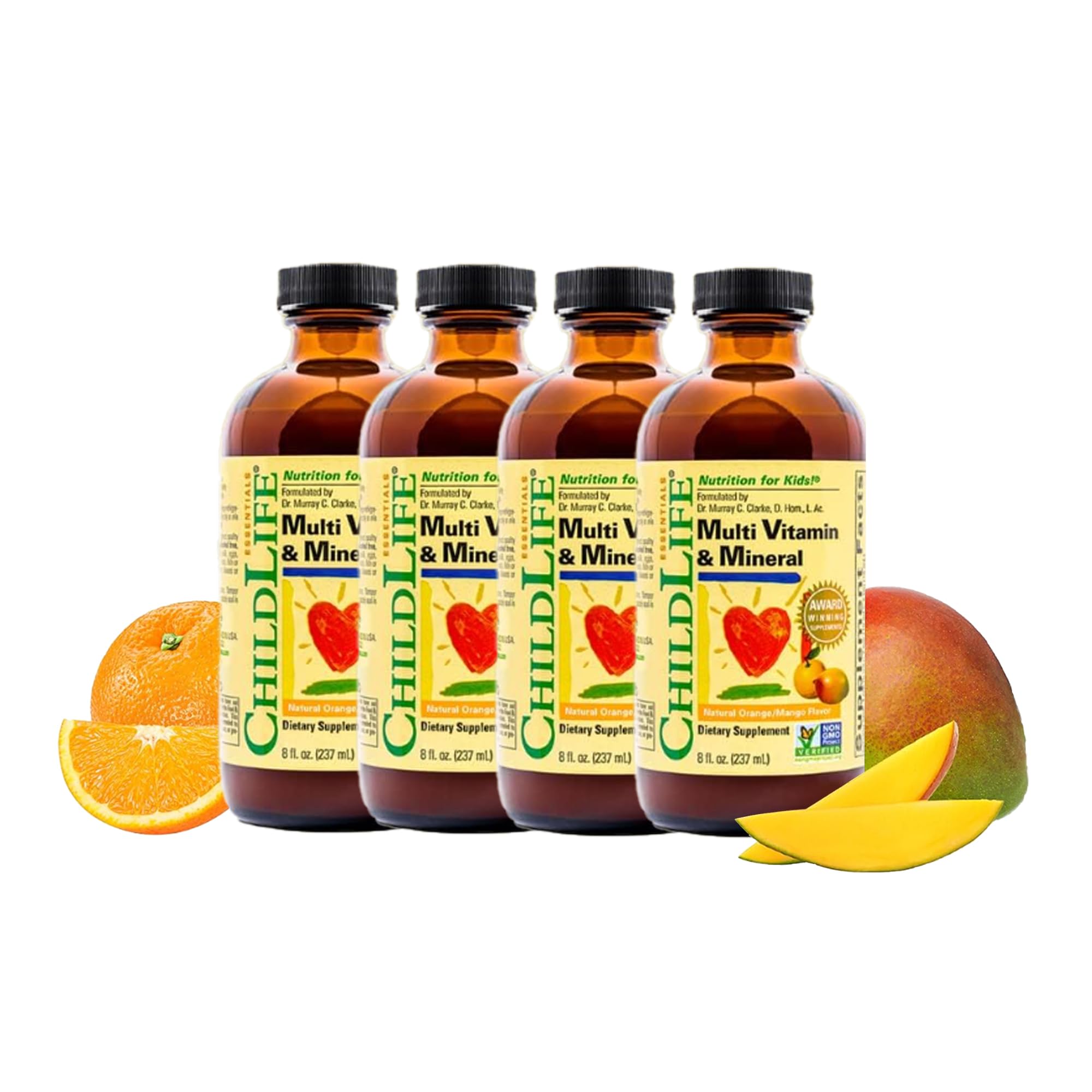 CHILDLIFE ESSENTIALS Kids Multivitamin bottle with orange mango flavor for daily nutrition