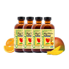 CHILDLIFE ESSENTIALS Kids Multivitamin bottle with orange mango flavor for daily nutrition