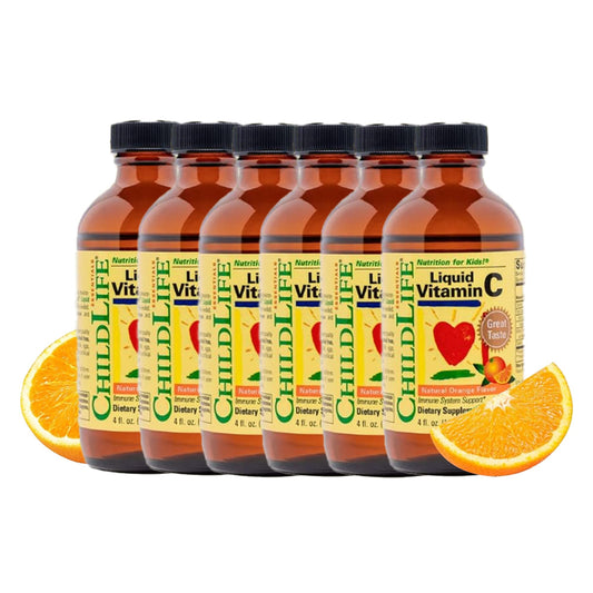 CHILDLIFE ESSENTIALS Liquid Vitamin C bottle shows daily immune support for kids