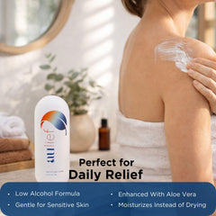 China-Gel Aulief neck-shoulder application suggests targeted relief during daily activities.