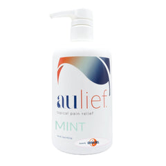 China-Gel Aulief Pain Relief Cream mint-green bottle for targeted relief of sore muscles.