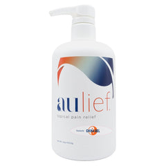 China-Gel Aulief pain relief cream bottle close-up with pump for easy application