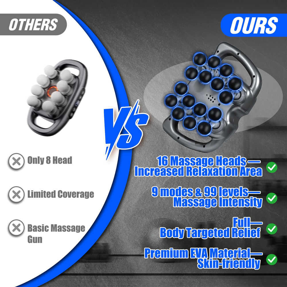 Chinensis Massage Gun with 16 interchangeable heads for full body coverage