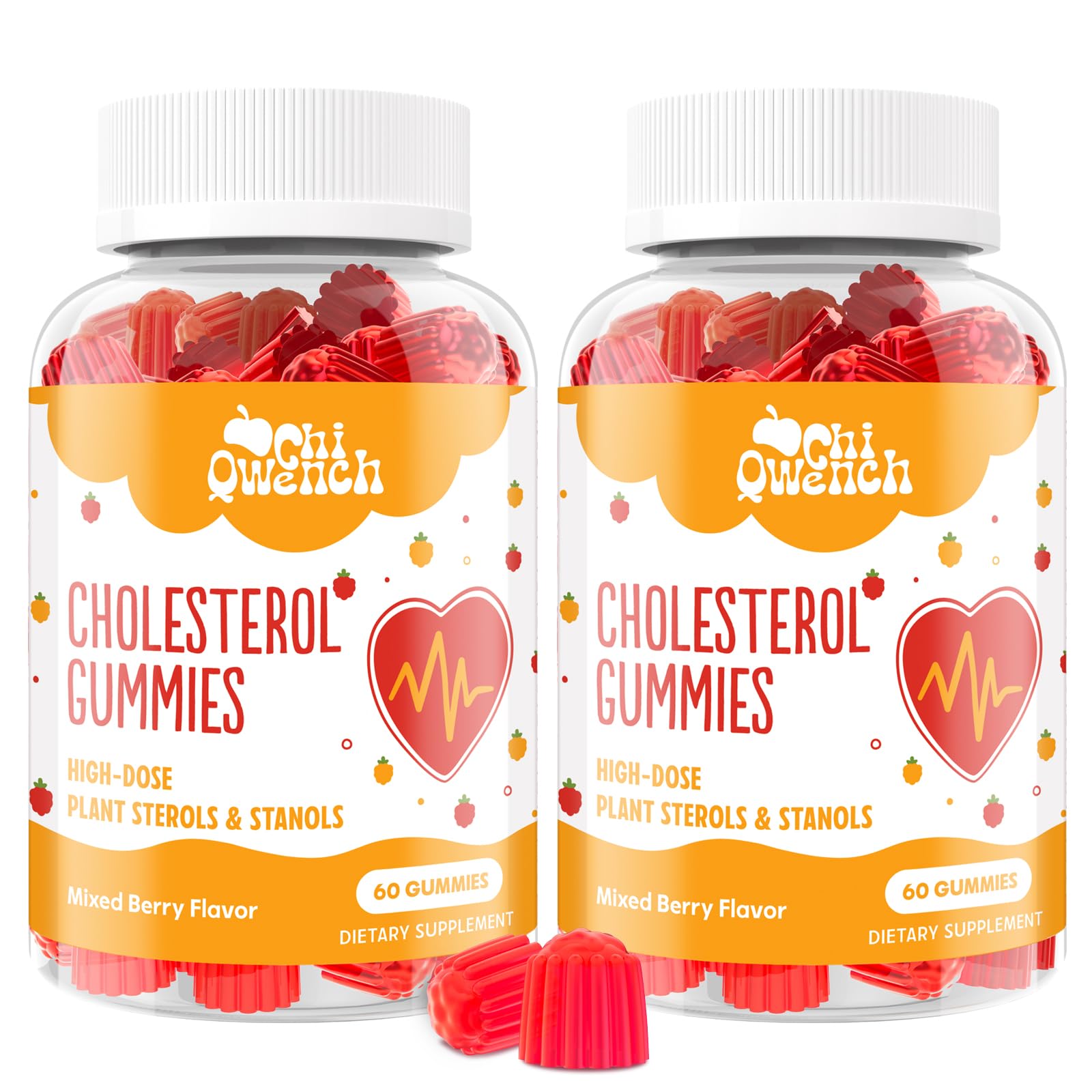 ChiQwench cholesterol supplements bottle front with 120 count label for daily use.