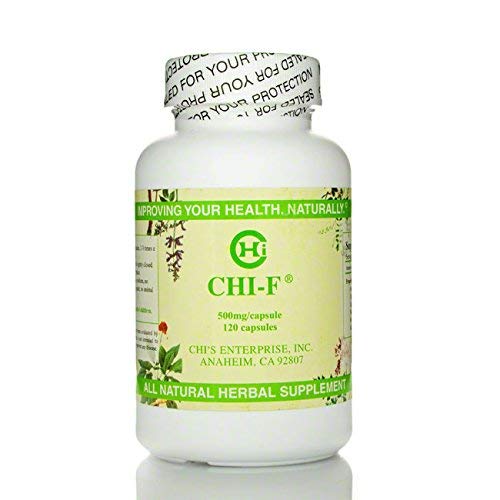 Chi-F bottle by Chi's Enterprise showing 120 capsules for daily Qi support