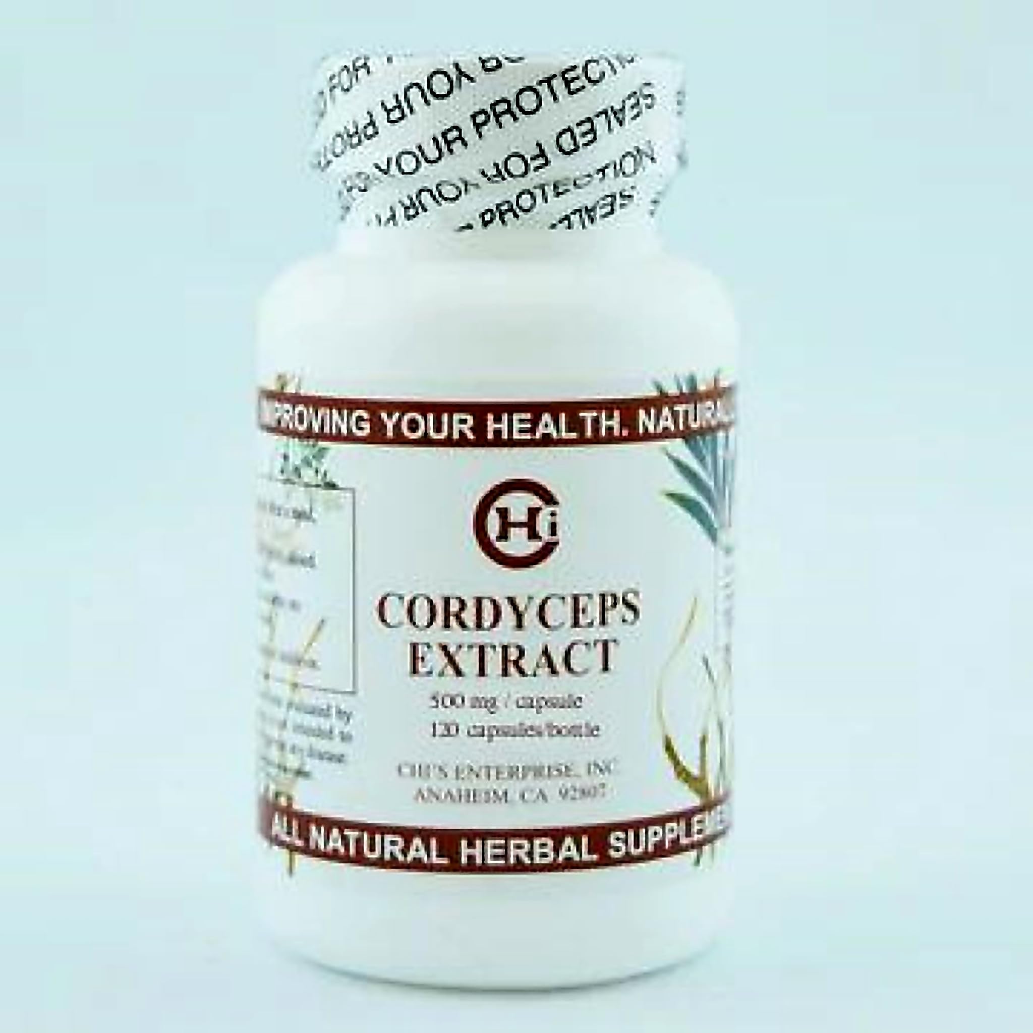 Chi's Enterprise Cordyceps Extract bottle with clear label for daily wellness support.