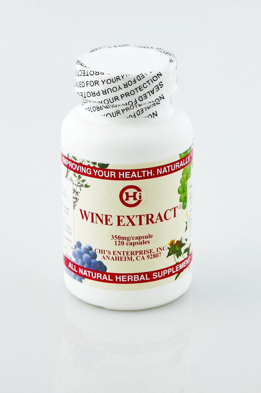Chi's Enterprise wine extract bottle for daily wellness support.