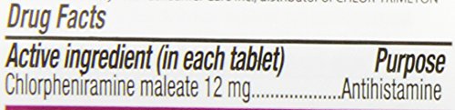 Chlor-Trimeton tablets in use with a glass in a real-life setting