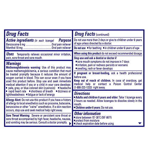 Chloraseptic Citrus lozenges 18-count pack back view showing easy access.