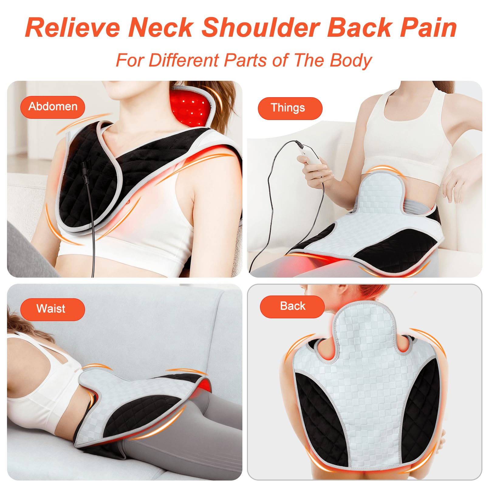 Cholas red light therapy belt on neck and shoulders with adjustable fit