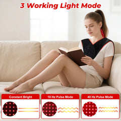 Cholas upper back area relaxed by the wearable red light session.