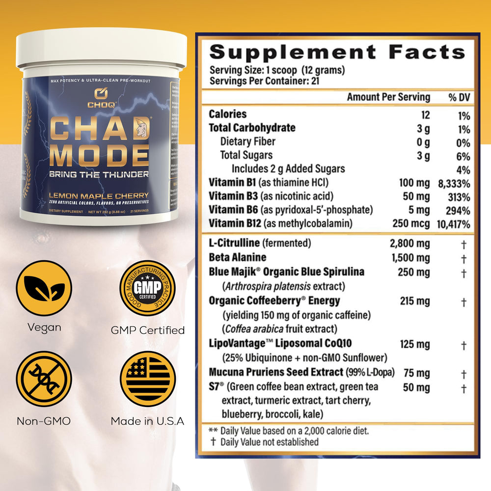 CHOQ Chad Mode dry-scoop packaging hints bold sour candy flavor
