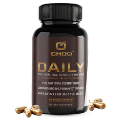 CHOQ Daily Primavie Shilajit bottle highlighting premium adaptogen for energy and focus.