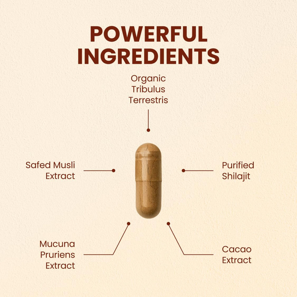 CHOQ Daily Safed Musli capsules emphasizing natural stamina support.