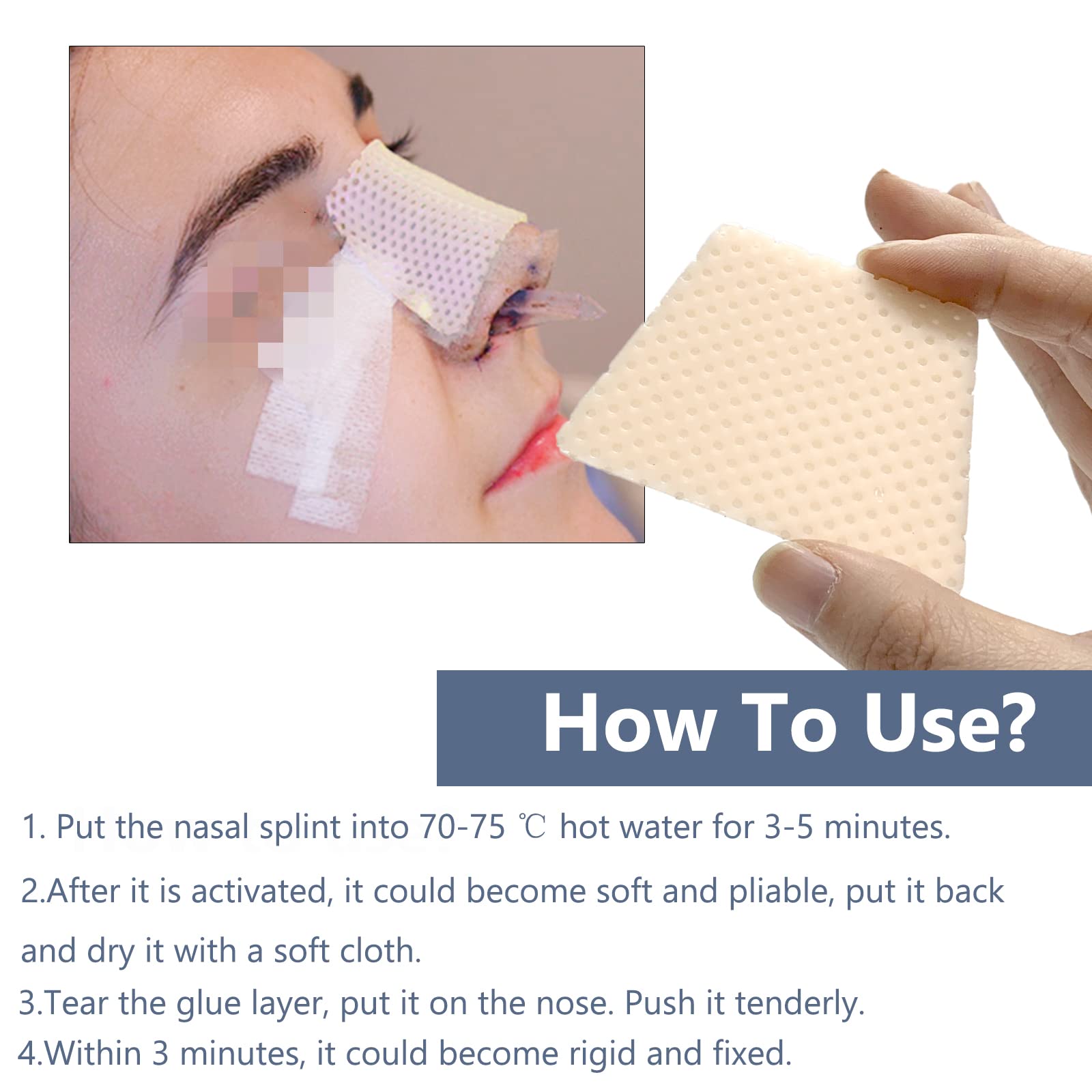CHOYTONG nasal splint stabilizes the nose during immobilization.