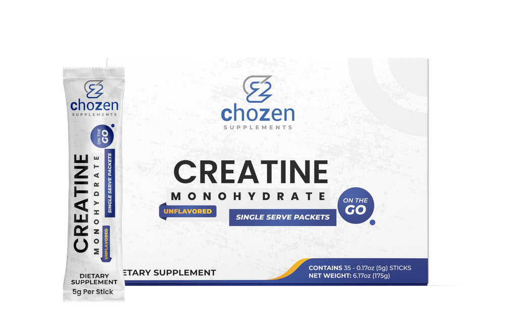 ChoZen Creatine Monohydrate stick-pack pour boosts on-the-go workout energy