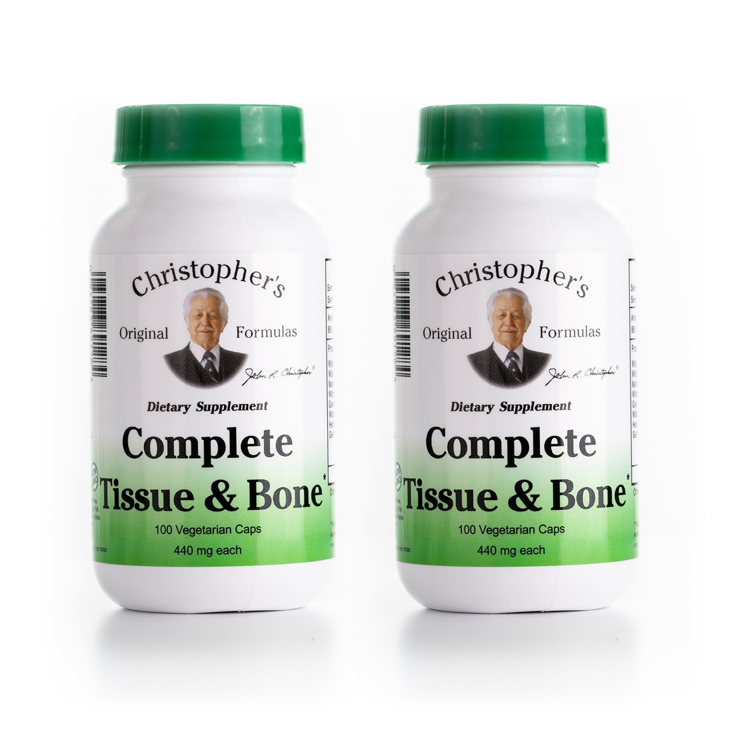 Christopher's Original Formulas Complete Tissue & Bone Formula bottle on display, suggesting daily bone support.